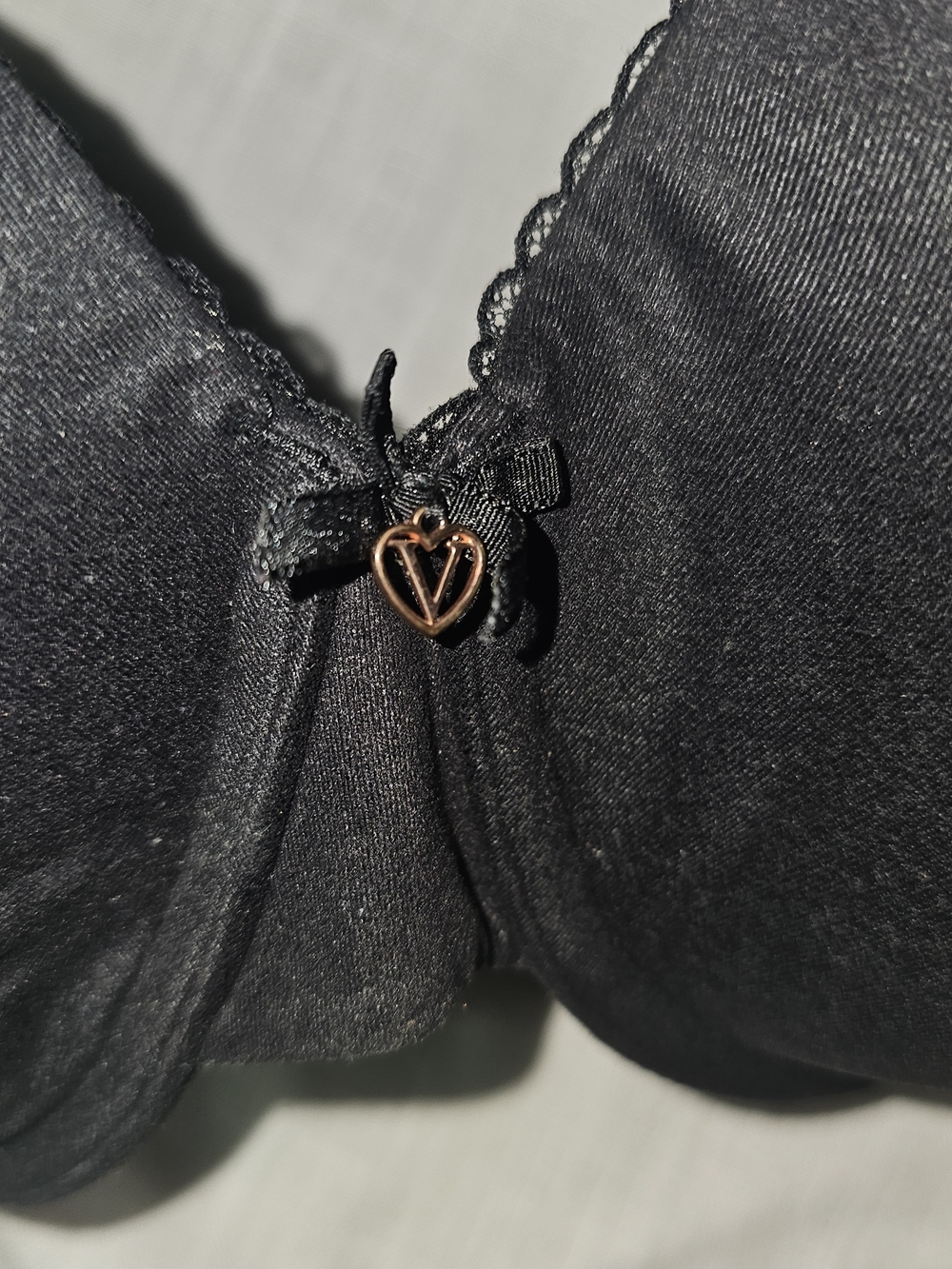 Victoria's Secret Black Push-Up Bra with Heart Charm